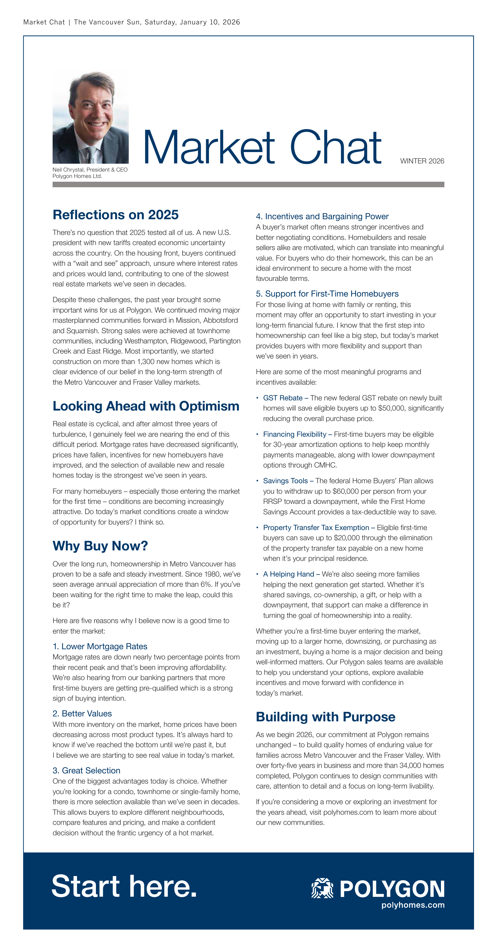 Polygon Homes Market Chat - Winter 2026 - Neil Chrystal on Why Now is a Good Time to Buy
